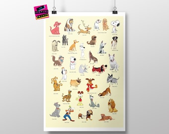 Personalised Dog Print, Dog Lover Gift, Dog Lover Art, Famous Dogs Poster