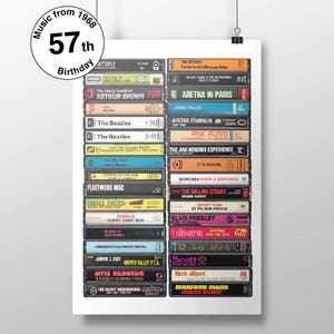 57.° cumpleaños - Música de 1968 - Nacido en 1968 - Música de los años 60 - Tarjeta de 57.° cumpleaños - Impresión personalizable