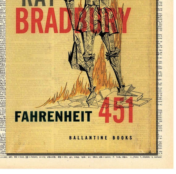 Fahrenheit 451 by Ray Bradbury, First Edition Cover, Dictionary Print:  Classic Novel, Book, Fan, Poster, Art, Gift -  Sweden