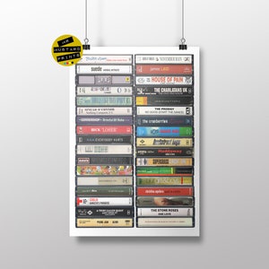 Muziekcassetteprint uit de jaren 90: grunge, indie en fijnproevers