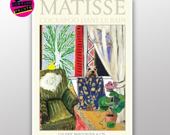 Customized Pet Print - Dog in Bath Print - Matisse Bathroom Poster - Pet Portrait Art