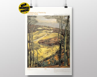 Impresión de fantasía de Vaughan Williams: arte de Berkshire Downs, regalo de música clásica