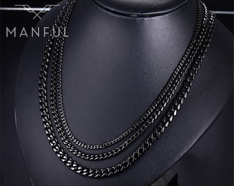 Black Cuban Chain | Stainless Steel Chain | Black Mens Chain | Black Stainless Steel |  18" 20" 22" In Length | Men’s Chain |  Gift for Him