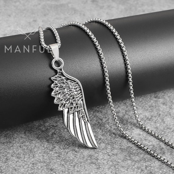 Baronyka Men's Silver Feather Necklace