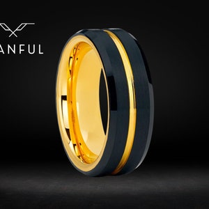 Gold & Black Band | Men's Minimalist ring | Stainless Steel Ring | Personalised Ring | Gold and Black Ring | Gift for Him