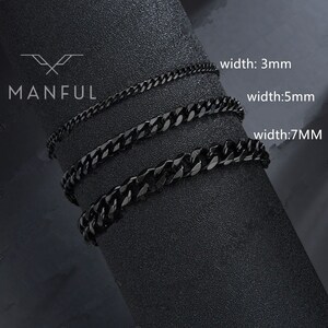 Cuban Link Bracelet Black | Mens Black Bracelet | Minimalist Bracelet | Simple Black Bracelet | Black Chain Bracelet