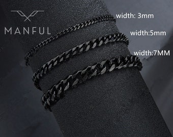 Cuban Link Bracelet Black | Mens Black Bracelet | Minimalist Bracelet | Simple Black Bracelet | Black Chain Bracelet