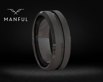 Zwarte onyxband | Zwarte ring | Gepersonaliseerde ring | Minimalistische ring | Eenvoudige herenring | Roestvrij stalen ring | Cadeau voor hem, vriend, vader