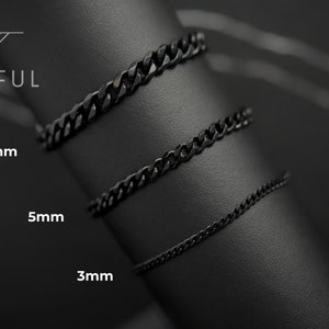 Cuban Link Bracelet Black | Mens Black Bracelet | Minimalist Bracelet | Simple Black Bracelet | Black Chain Bracelet
