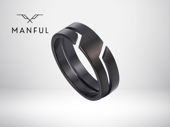 Simple Line Cut Ring Black | Stainless Steel Ring | Mens and Womens Ring | Minimalist ring