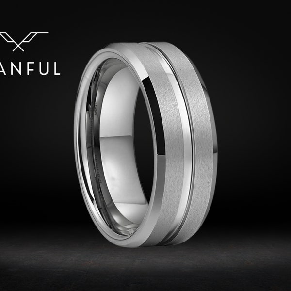 Bande d'argent | Bague en argent | Anneau personnalisé | Bague gravée | Bague minimaliste pour homme | Anneau en acier inoxydable | Cadeau pour lui, petit ami, papa