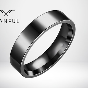 Simple Black Ring | Men's Minimalist Ring | Stainless Steel Ring | Mens Black Ring | 6mm Ring | Personalised Ring | Gift for Him