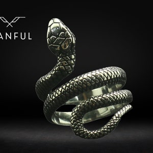 Silver Snake Ring | Mens Snake Ring | Mens Silver Ring | Stainless Steel Ring | Snake Jewellery | Gift for Him