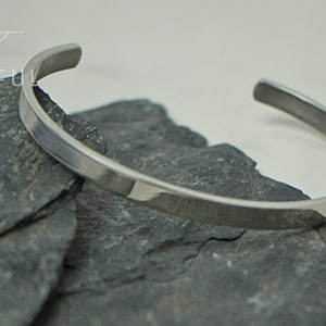 Adjustable Silver Bangle | Minimalist Bracelet | Stainless Steel Bracelet | Simple Silver Bracelet | Mens Silver Bracelet | Gift for Him