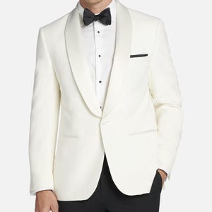 Men&#39;s Ivory Tuxedo Jacket with Shawl Lapel Formal Dinner Jacket.