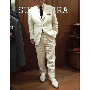 Men’s Classic Linen Suit Summer 2-Piece Set Vintage Fit Handmade Ivory Blazer & Pants.