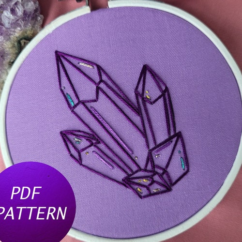 Crystal Cluster Embroidery PDF Pattern Hand Embroidery Etsy