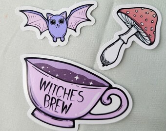 Witchy Things Sticker Pack: Pastel Goth Waterproof Vinyl Stickers