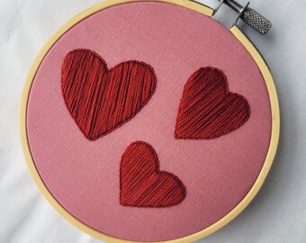 Handmade Valentine's Day Heart Embroidery Hoop Art, 4" Wall Decor