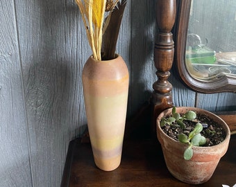 Vintage Ombre Stone Flower Vase. Heavy Hand Carved.