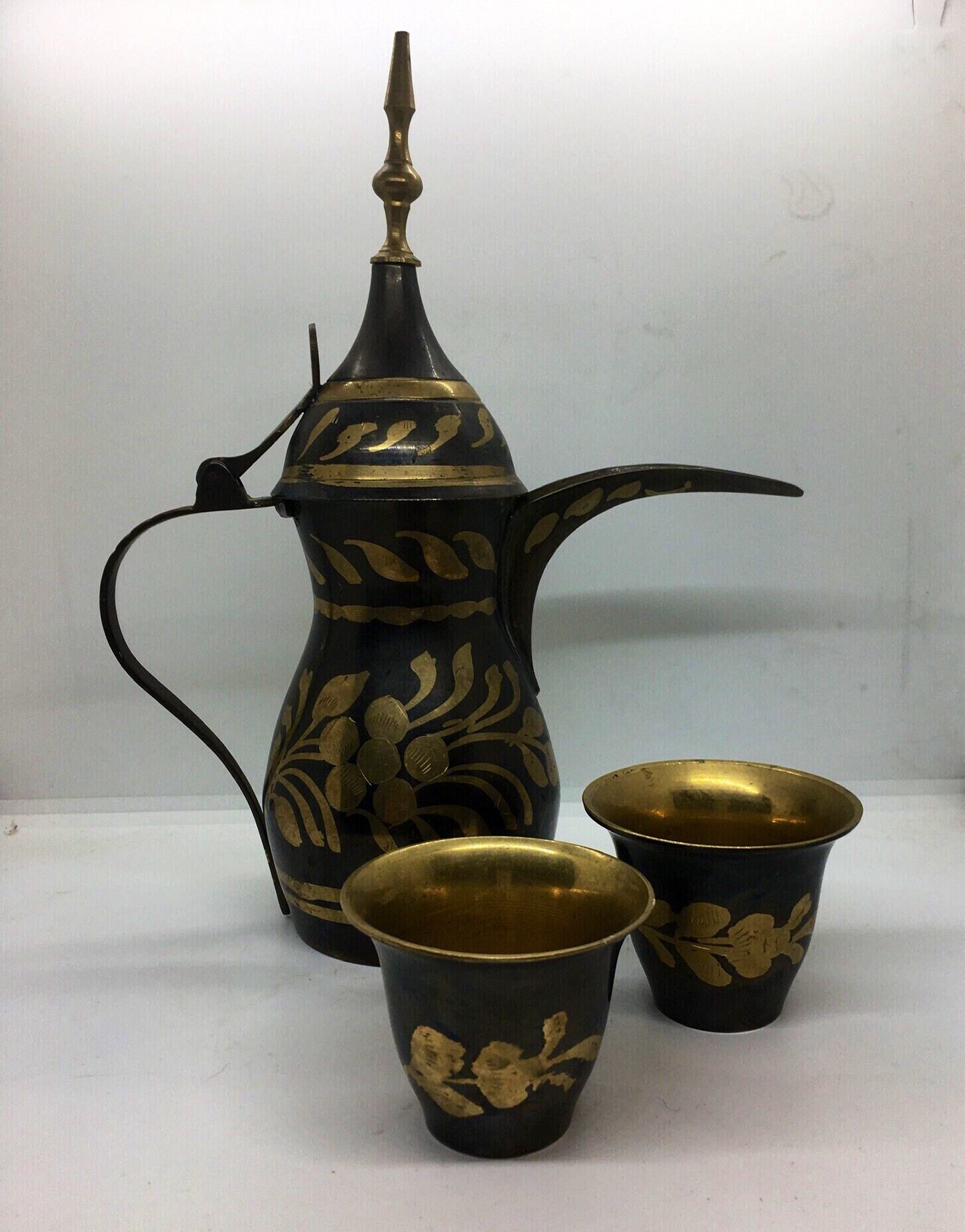 Vintage Solid Brass Ornate Tea Set Made in India Black and Etsy