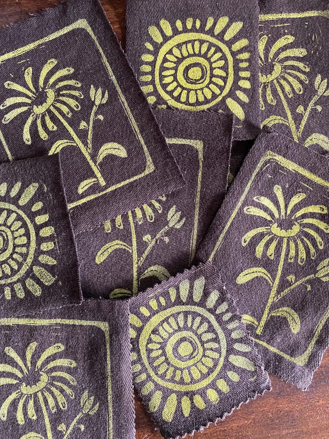 Funky Upcycled Denim Patch. Folk Art Linocut - Etsy