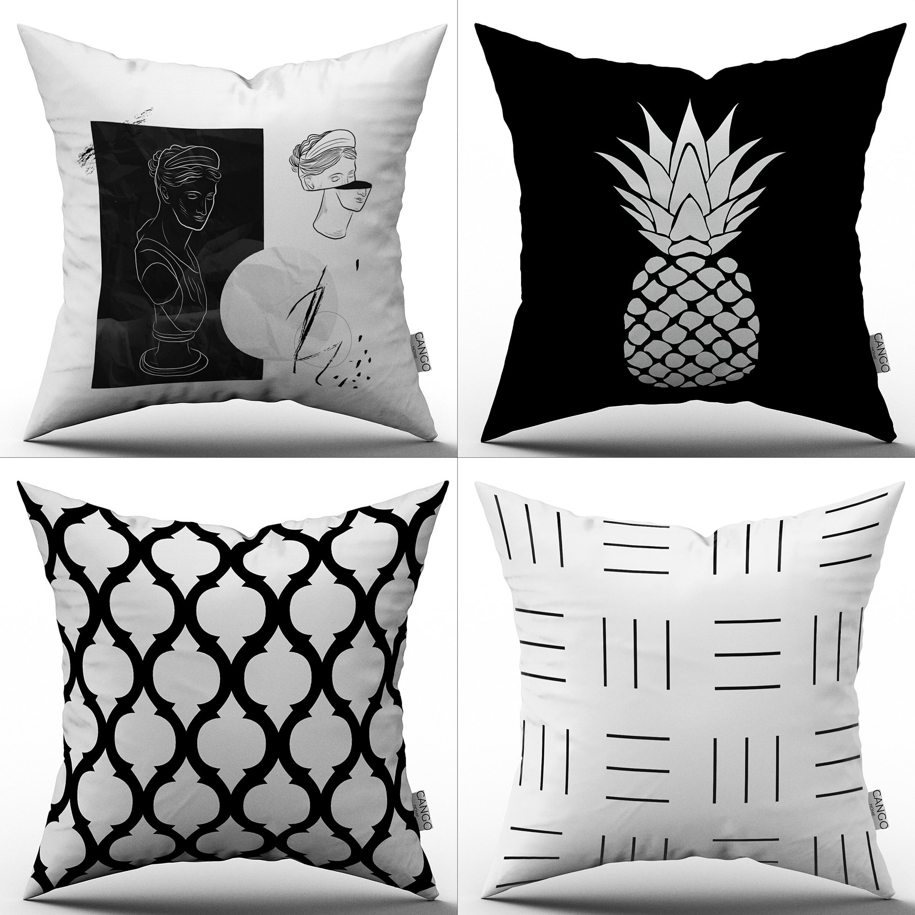 Black and White Pillow Covers Black Pillows White Pillows Etsy