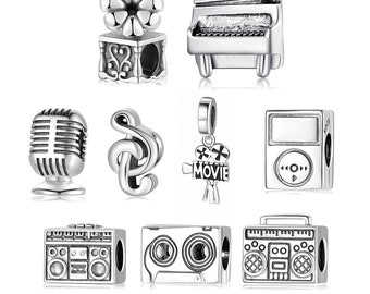 Wow Schmuck  | Charms Anhänger kompatibel Pandora 925 Sterling Silber | Charm Armband Kassette Musikrekorder Geschenke für Freundin Frauen.