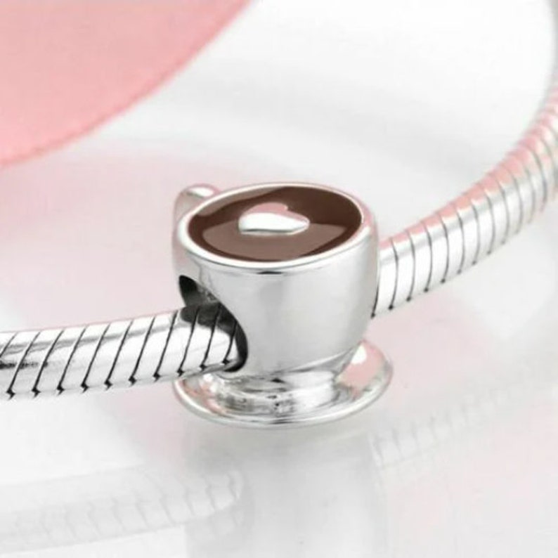 Wow Schmuck Charms Anhänger 925 Sterling Silber Charm Kaffee Tasse Charms Geschenkidee für Freundin Frauen. Bild 8