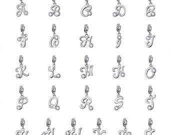 Wow Schmuck  | Charms Anhänger kompatibel Pandora 925 Sterling Silber Zirkon Stein | Charms Buchstaben Alphabet A - Z Geschenk für Freundin.