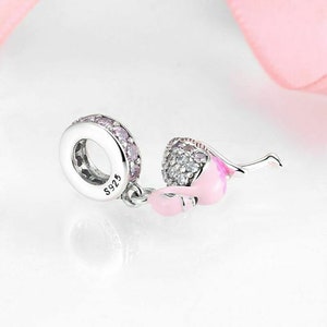 Wow Schmuck Charms Anhänger 925 Sterling Silber Charm Armband Charm Rosa Flamingo Tiere kompatibel Pandora Geschenk für Mädchen Frauen. Bild 5