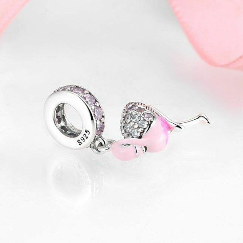 Wow Schmuck Charms Anhänger 925 Sterling Silber Charm Armband Charm Rosa Flamingo Tiere kompatibel Pandora Geschenk für Mädchen Frauen. Bild 10