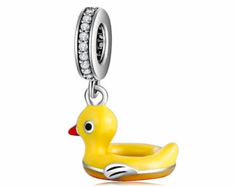 Wow Schmuck  | Charms Anhänger kompatibel Pandora 925 Sterling Silber | Charm Armband Gelbe Ente Tiere Geschenkidee für Freundin Frauen.