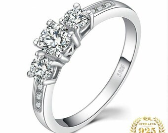 Wow Schmuck  | Damen Ring 925 Sterling Silber Zirkonia Stein | Silberring Damenring Valentinstag Geschenk für Frauen Freundin.