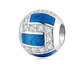 Wow Schmuck  | Charms Anhänger kompatibel Pandora 925 Sterling Silber | Charm Armband Blauer Planet Weißer Zirkon Geschenkidee für Frauen.