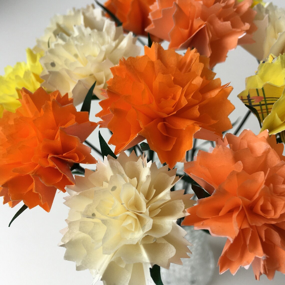 Twelve small origami carnation flowers Etsy