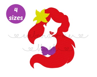 The Little Mermaid Ariel Embroidery Design, Ariel Machine Embroidery Designs, Mermaid Embroidery Designs, 4 Sizes Princess Embroidery Design