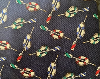 Cravate Ted Lapidus Fantaisie En Soie Bleue - Occasion - Paris
