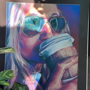 ORIGINAL ART Framed Handmade | 1 Of 1 | Coffee Painting | Chalk Pastel Artwork