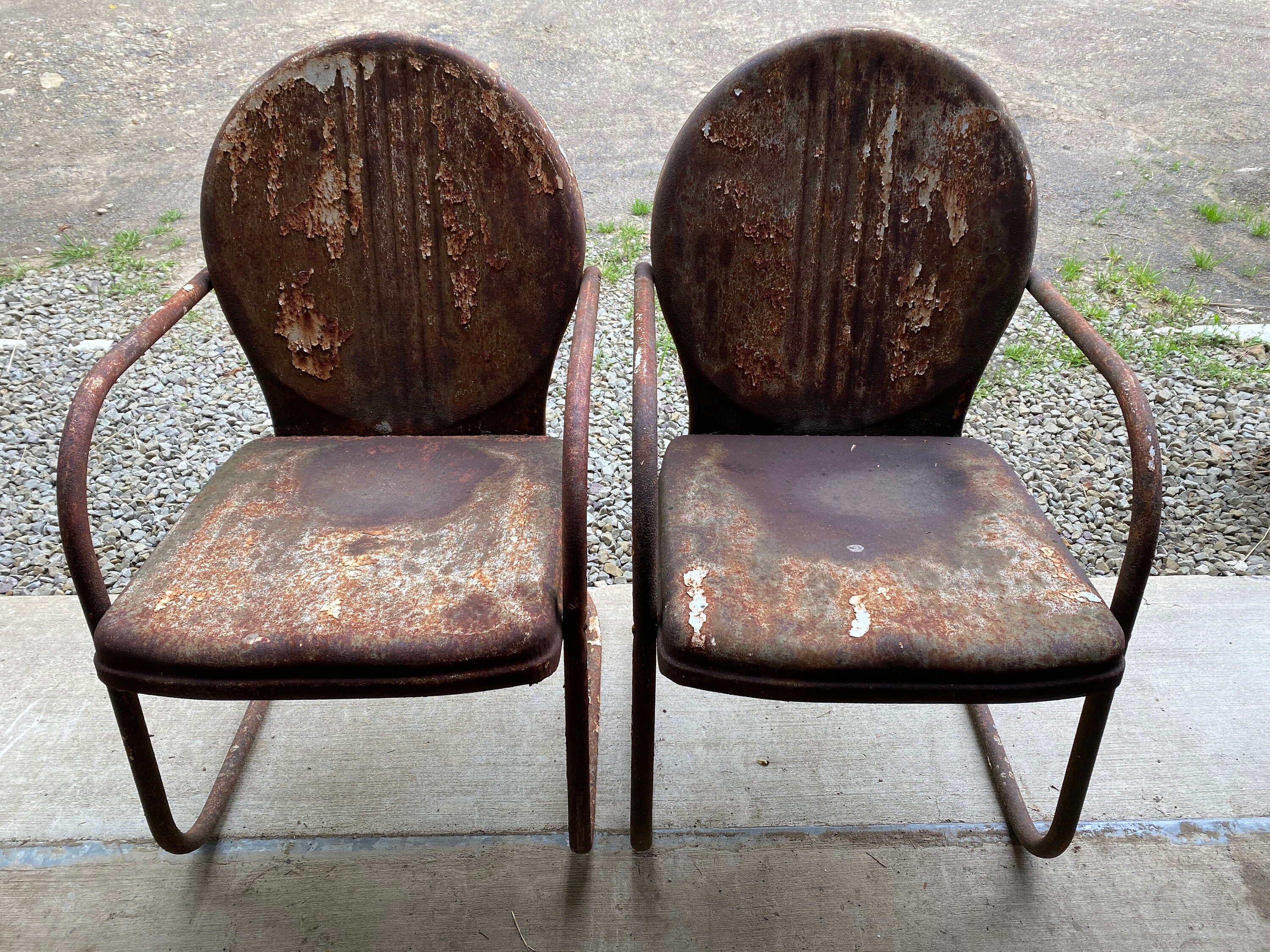 Par de mid century vintage metal sillas de césped rústico | Etsy