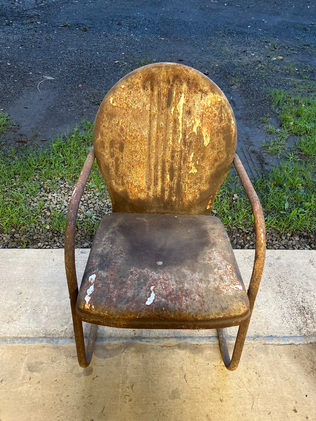 Mid Century Vintage Metal Lawn Chair Rustic Outdoor Patio Furniture Etsy