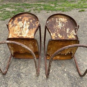 Par de mid century vintage metal sillas de césped rústico | Etsy