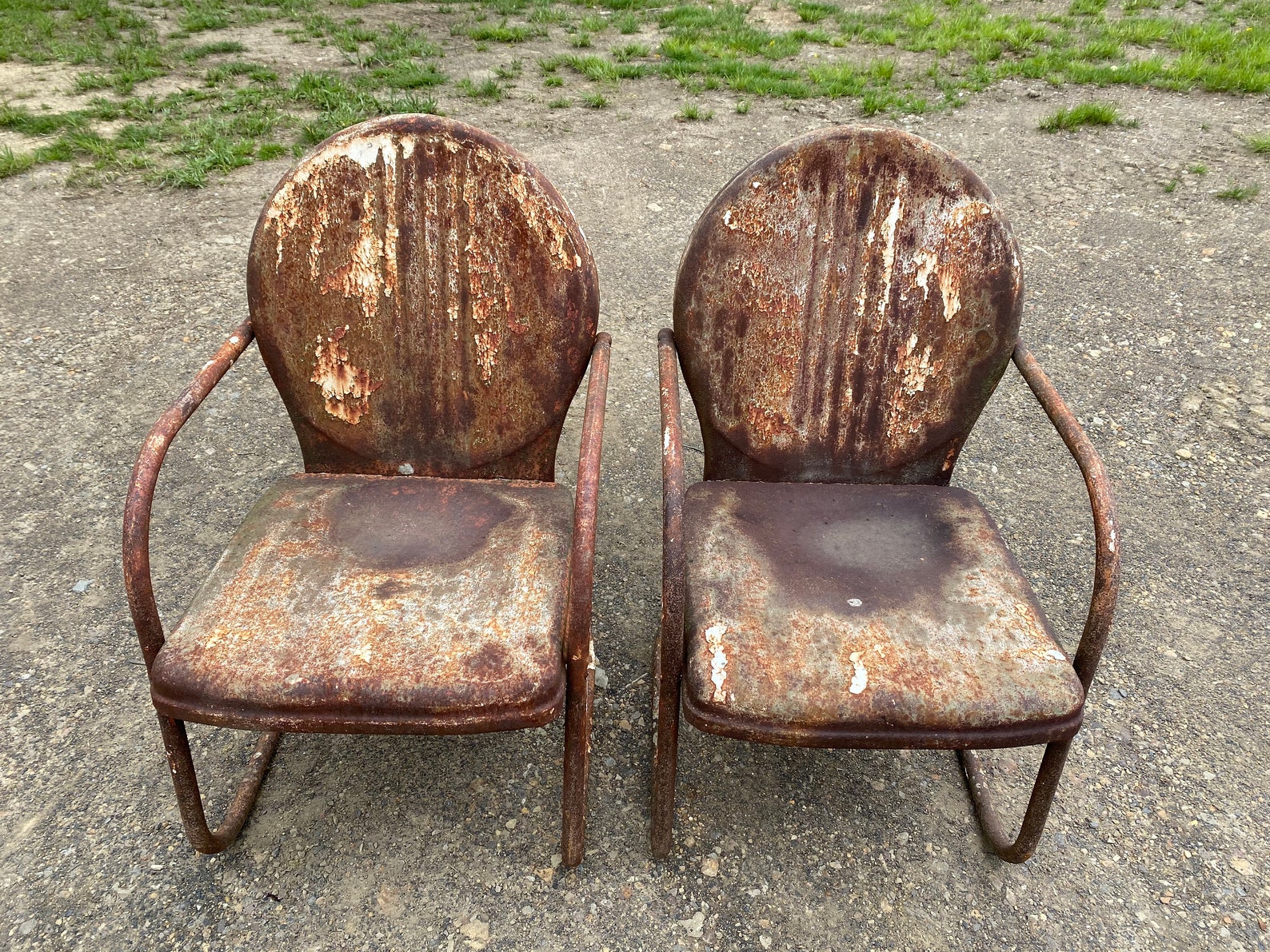 Par de mid century vintage metal sillas de césped rústico | Etsy