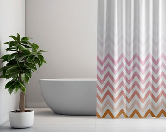 Zig Zag Geometric Pattern Polyester Shower Curtain Waterproof Washable Colorful - Perfect Housewarming Gift