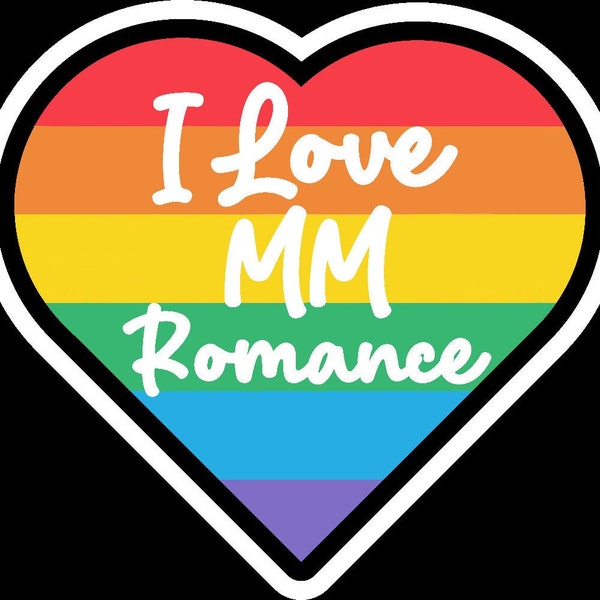 I Love MM Romance Sticker, laptop sticker, tablet sticker, book nerd, book lover, love to read, romance LOVER, LGBTQ sticker