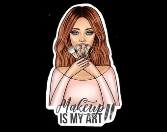 Makeup Artist Sticker, Choice of 5 styles, laptop sticker, tablet sticker, small business, tattoos, makeup artist, makeup lover sticker