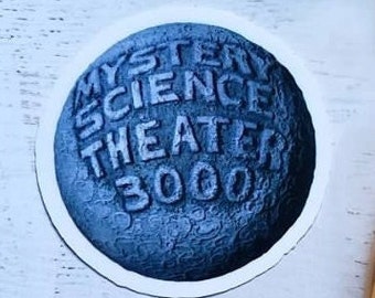 MST3K logo glossy sticker, Mystery Science Theater 3000, Joel Hodgson, Crow, Tom Servo, The Mads, Rifftrax, planner sticker, cult TV show