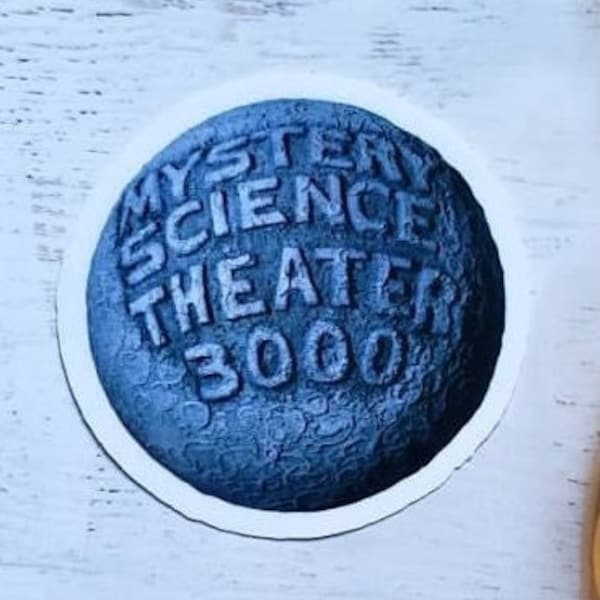 MST3K logo glossy sticker, Mystery Science Theater 3000, Joel Hodgson, Crow, Tom Servo, The Mads, Rifftrax, planner sticker, cult TV show