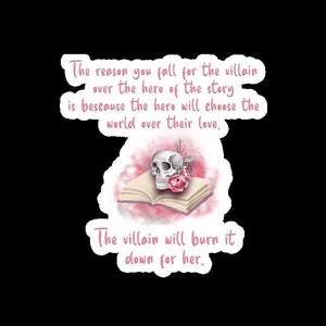 Hero Villain Romance Book sticker, romance books, book collector, tablet sticker, cell phone sticker, laptop sticker, love romance