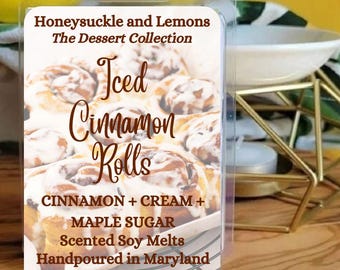 Iced Cinnamon Rolls Scented Soy Wax Melts, phthalate free, 100% soy wax, dye free, scented melts, wax warmer, the Dessert collection
